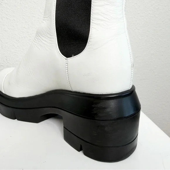 Stuart Weitzman Norah Chelsea Chunky Platform Boots in White Leather Size 37.5 - Picture 7 of 11